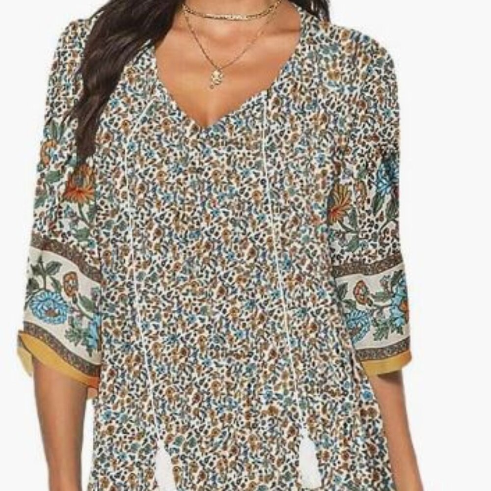 Halife Bohemian Short Sleeve Ethnic Style Short Dress NWT Misses 2XL